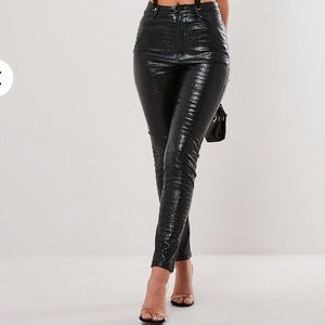 NEW Missguided black faux croc pants